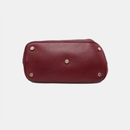 BVLGARI ISABELLA ROSSELLINI Burgundy Cowhide Single Shoulder Bag Handbag Crossbody Golden hardware Removable shoulder strap-(SKU)-931850112