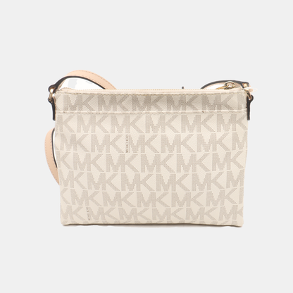 MICHAEL KORS White coated canvas vintage crossbody bag shoulder bag Golden hardware-(SKU)-934664415