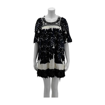Chloé Scode Autumn Winter Deep Blue Cotton Women's Short Sleeve Midi Dress-(SKU)-935748342
