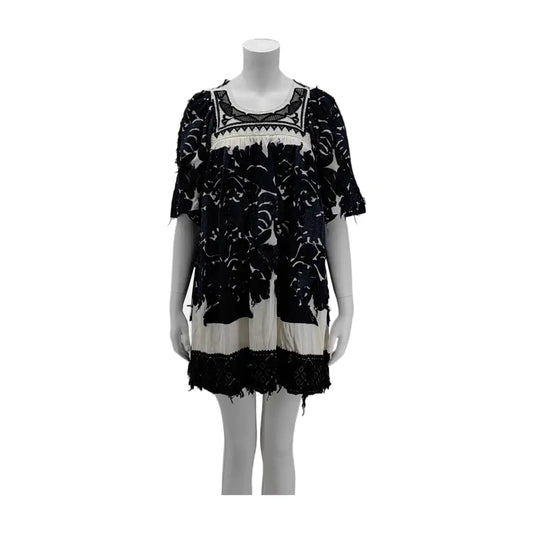 Chloé Scode Autumn Winter Deep Blue Cotton Women's Short Sleeve Midi Dress-(SKU)-935748342
