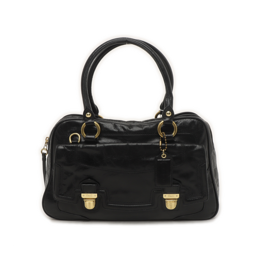 COACH Tote bag Black cowhide tote bag Golden hardware-(SKU)-935769196