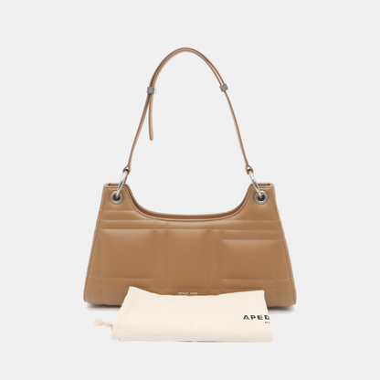 APEDE MOD Froggy Brown Leather Quilted Single Shoulder Bag Tote Bag Golden hardware-(SKU)-935941126