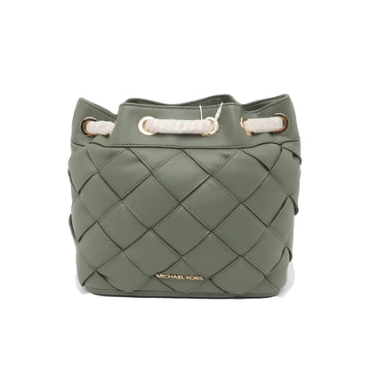 MICHAEL KORS Small size Green Lamb Leather Braided Backpack Golden hardware-(SKU)-936597002