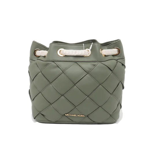 MICHAEL KORS Small size Green Lamb Leather Braided Backpack Golden hardware-(SKU)-936597002