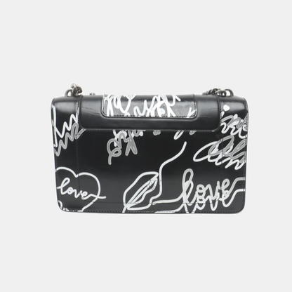 PINKO Mini Love Black Leather Stud Printed Crossbody Single Shoulder Bag Silver Hardware-(SKU)-936420003