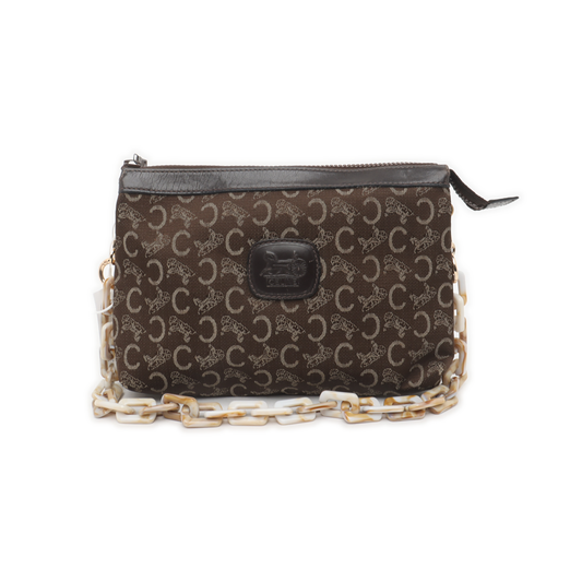 CELINE Brown Canvas Jacquard Clutch Bag Brown Hardware-(SKU)-936934886
