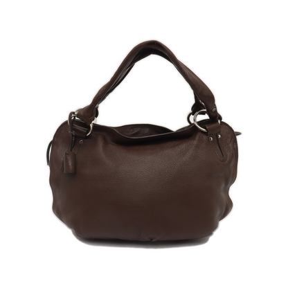 CELINE Dark Brown Leather Handbag Silver Hardware-(SKU)-936845573