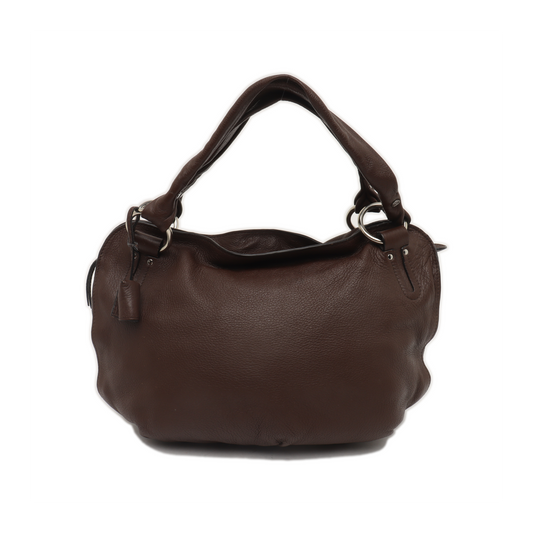 CELINE Dark Brown Leather Handbag Silver Hardware-(SKU)-936845573