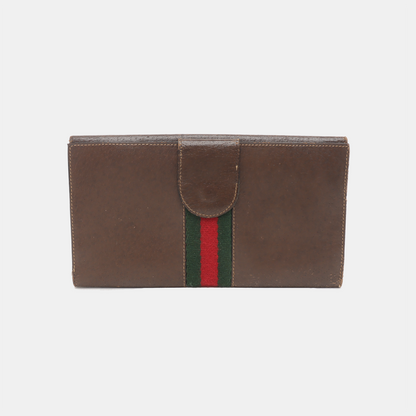 GUCCI Brown Leather Striped Strap Handbag Golden hardware-(SKU)-937184977