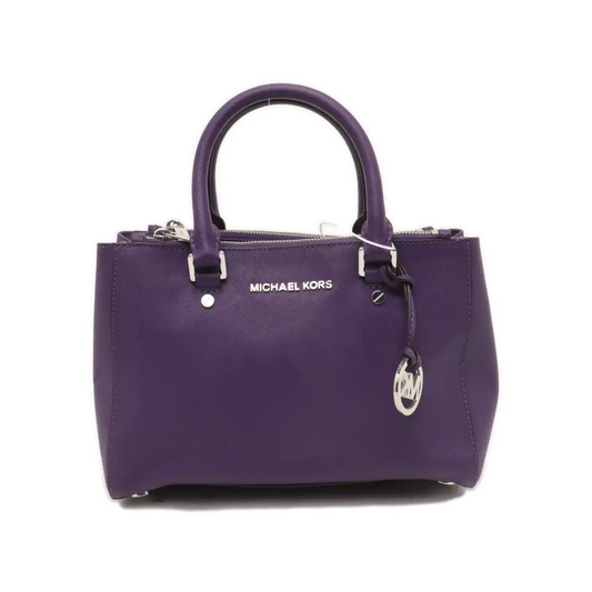 MICHAEL KORS Small size Purple Leather Textured Studs Single Shoulder Bag Handbag Crossbody Silver Hardware Removable shoulder strap-(SKU)-930756966