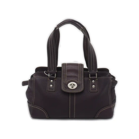 COACH Tote bag Purple Leather Handbag Silver Hardware-(SKU)-938235909