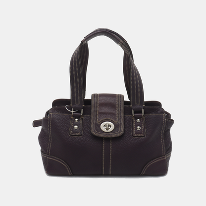 COACH Tote bag Purple Leather Handbag Silver Hardware-(SKU)-938235909