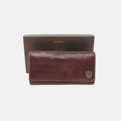 GUCCI Dark Brown Cowhide Monogrammed Texture Wallet Golden hardware-(SKU)-939278026