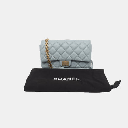 CHANEL 2.55 Blue Calfskin Quilted Intrecciato Fanny Pack, Crossbody Bag, Shoulder Bag, Golden Hardware, 27 Clasp-(SKU)-937072296