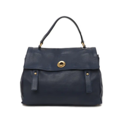 YSL MUSE TWO Dark Blue Cowhide Studs Handbag Golden hardware-(SKU)-939599133