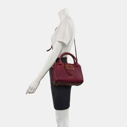 BURBERRY Buckle Burgundy Leather Single Shoulder Bag Golden hardware Removable shoulder strap-(SKU)-940108439