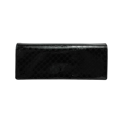 GUCCI Black Patent Leather Monogrammed Woven Handbag Golden hardware-(SKU)-940157438