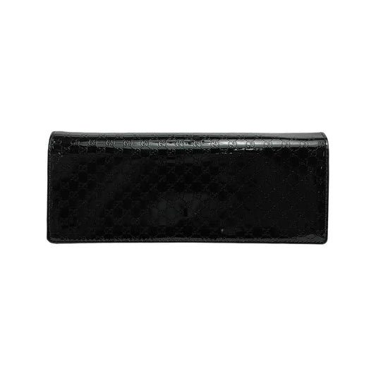 GUCCI Black Patent Leather Monogrammed Woven Handbag Golden hardware-(SKU)-940157438