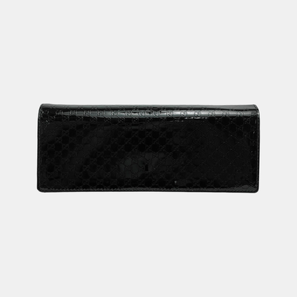 GUCCI Black Patent Leather Monogrammed Woven Handbag Golden hardware-(SKU)-940157438