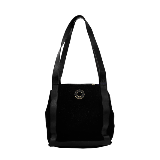 CELINE Tote bag Black Suede Leather Shoulder and Handbag Golden hardware-(SKU)-941997347