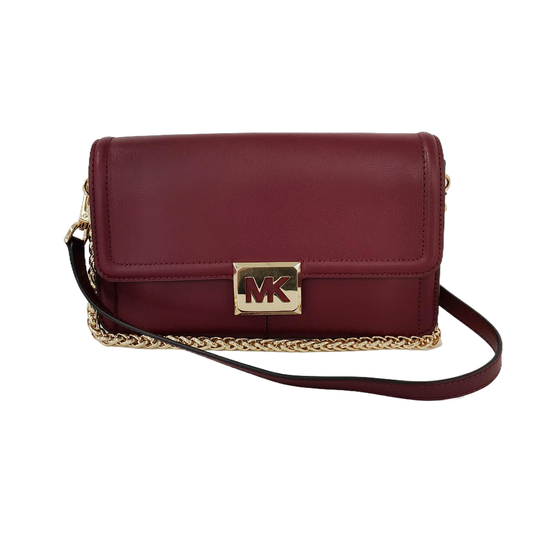 MICHAEL KORS Burgundy Leather Single Shoulder Bag Crossbody Golden hardware Removable shoulder strap-(SKU)-943388056