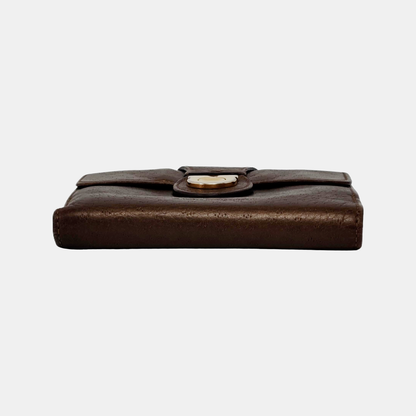 FERRAGAMO Brown Cowhide Wallet Golden hardware-(SKU)-943612339