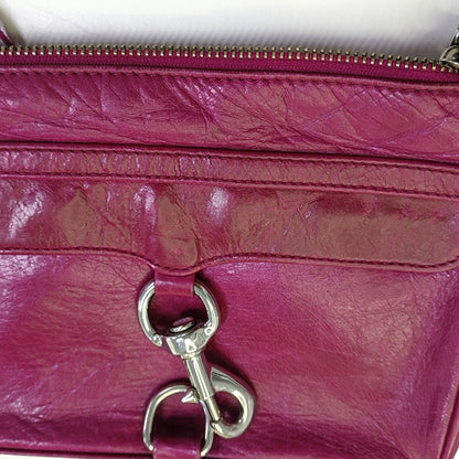 REBECCA MINKOFF M.A.C. Plum Red Cowhide Fringe Stud Single Shoulder Bag Crossbody Bag Silver Hardware Removable shoulder strap-(SKU)-943784602