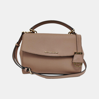 MICHAEL KORS Small size Light Pink Leather Embossed Single Shoulder Bag Crossbody Hobo Golden hardware Removable shoulder strap-(SKU)-943222180