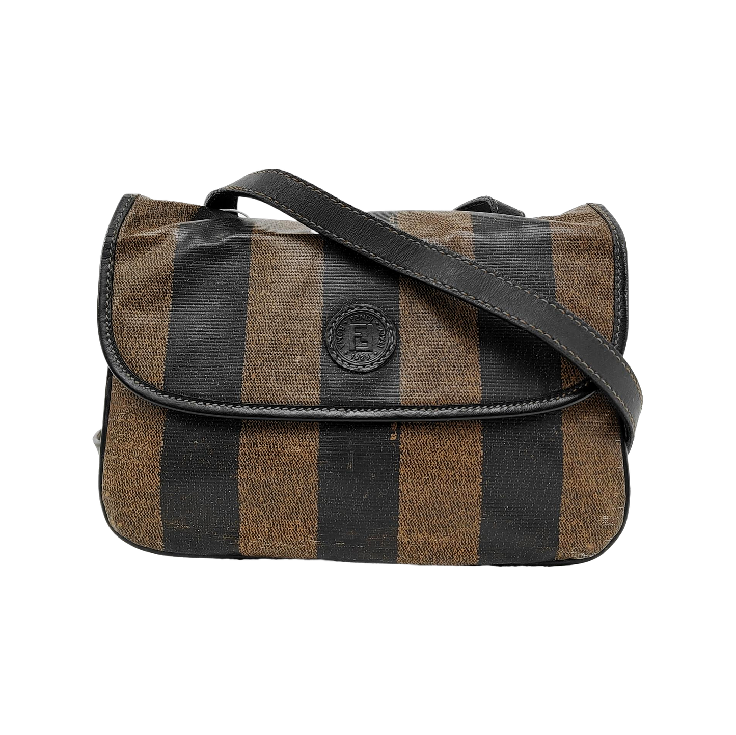FENDI Pequin Brown Coated Canvas Relief Single Shoulder Bag Crossbody Bag Golden hardware-(SKU)-943935184
