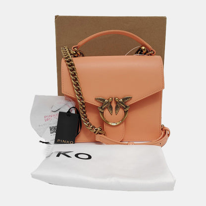 PINKO Tangerine Pink Cowhide Sling Bag Single Shoulder Bag Tote Bag Golden hardware Removable shoulder strap-(SKU)-944691332