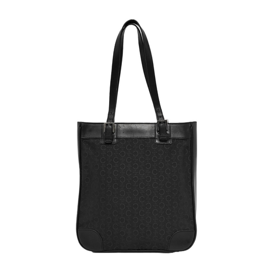 CELINE Tote bag Black Canvas Floral Single Shoulder and Handbag Silver Hardware shoulder straps-(SKU)-944828633