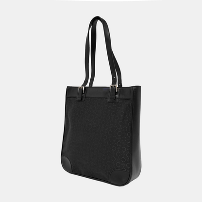 CELINE Tote bag Black Canvas Floral Single Shoulder and Handbag Silver Hardware shoulder straps-(SKU)-944828633