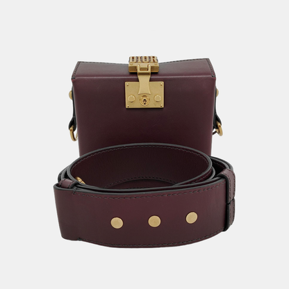DIOR Dioraddict Small Burgundy Leather Crossbody Bag, Shoulder Bag, Golden Hardware, Removable Strap-(SKU)-945647624