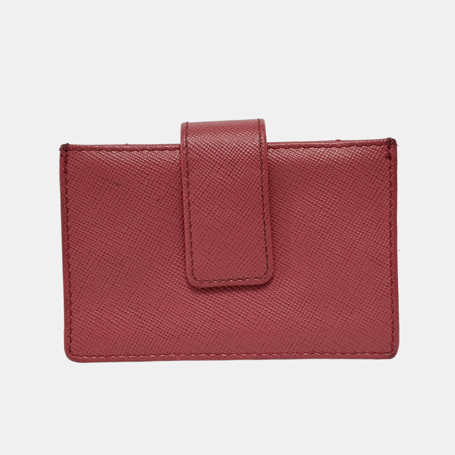 PRADA Bauletto Saffiano Red cowhide logo crosshatch card case Golden hardware-(SKU)-945254462