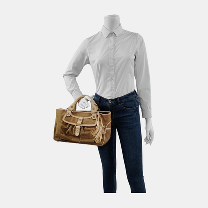 CELINE BOOGIE Khaki Canvas Tote Bag Golden hardware-(SKU)-945694402