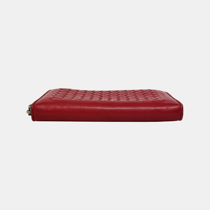 BOTTEGA VENETA Red Cowhide Woven Wallet Black hardware-(SKU)-945768483