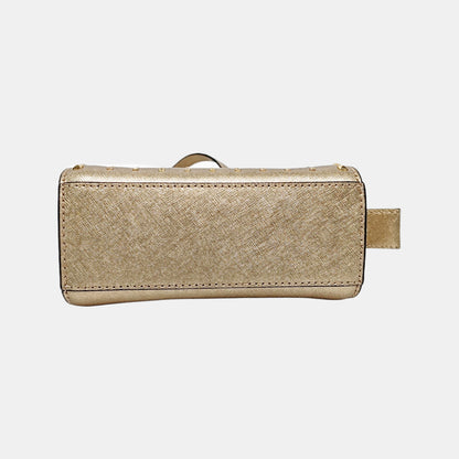 MICHAEL KORS Gold Leather Stud Crossbody Single Shoulder Bag Golden hardware Removable shoulder strap-(SKU)-940524037