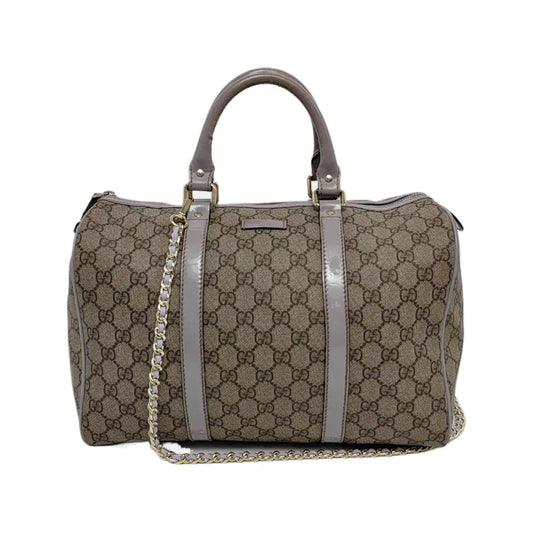 GUCCI BostonBrown Coated Canvas Embossed Handbag-(SKU)-946323823
