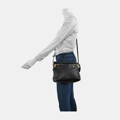 BURBERRY Black Leather Crossbody Bag Single Shoulder Bag Golden hardware Removable shoulder strap-(SKU)-947151988