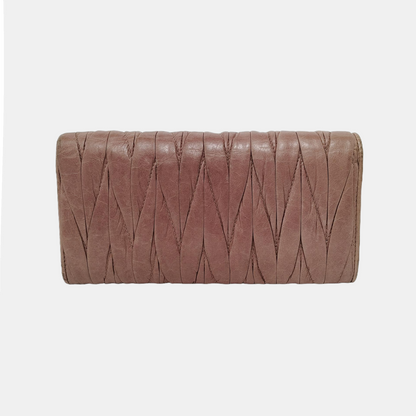 Miu Miu Light Pink Calf Leather Wallet Golden hardware-(SKU)-947592085