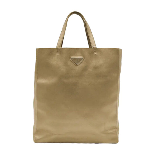 PRADA Gold Fabric Logo Tote Bag Golden hardware-(SKU)-947749658