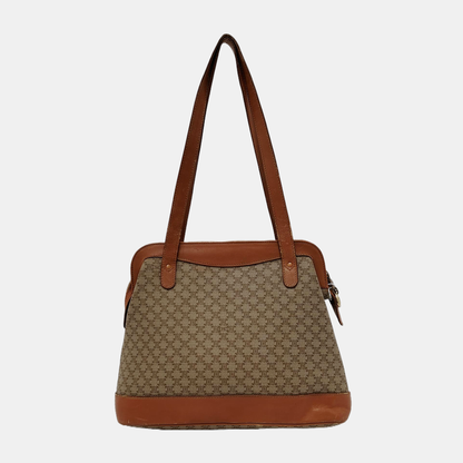 CELINE Tote bag Khaki Coated Canvas Triumph Grained Shoulder Bag Handbag Brown Hardware-(SKU)-947832104