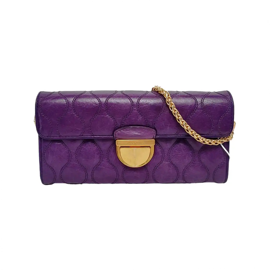 Miu Miu Purple Lamb Leather Quilted Wallet Golden hardware-(SKU)-947973528