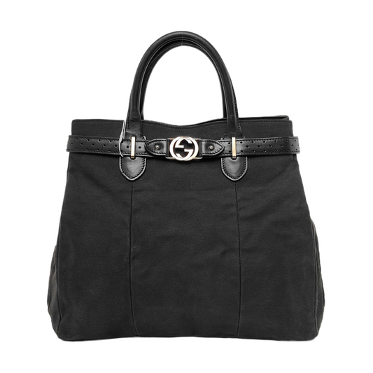 GUCCI Tote bag Black Canvas Quilted Cutout Tote Bag Silver Hardware-(SKU)-948087482