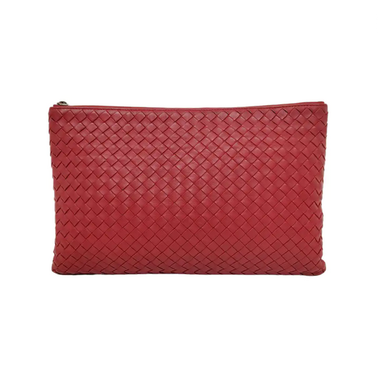 BOTTEGA VENETA Red Cowhide Braided Handbag Black hardware-(SKU)-947934561