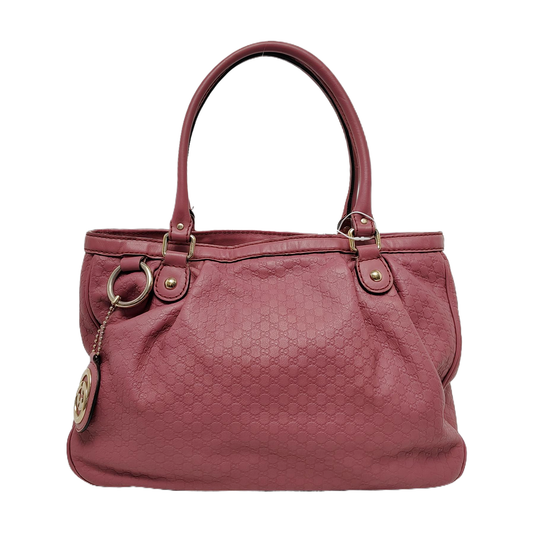 GUCCI Sukey Pink Cowhide Old Flower Embossed Handbag Golden hardware-(SKU)-948483016