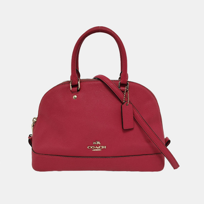 COACH SIERRA Medium size Red Leather Shoulder Bag Crossbody Tote Bag Silver Hardware Removable shoulder strap-(SKU)-948647189