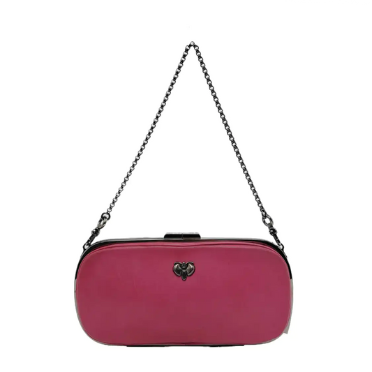 CELINE Fuchsia Cowhide Handbag Single Shoulder Bag Ruthenium color hardware Removable shoulder strap-(SKU)-948940978