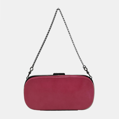 CELINE Fuchsia Cowhide Handbag Single Shoulder Bag Ruthenium color hardware Removable shoulder strap-(SKU)-948940978