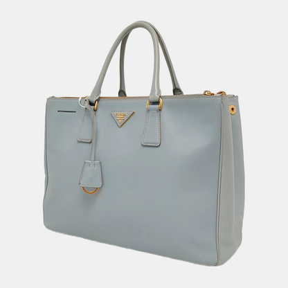 PRADA Galleria Extra Large Light Blue Cowhide Single Shoulder Bag Handbag Golden hardware-(SKU)-948949489